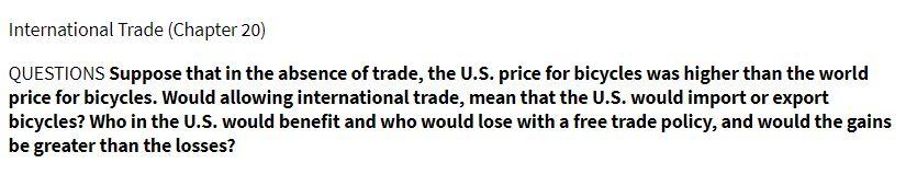 International Trade (Chapter 20) QUESTIONS