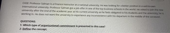 CASE: Professor Salman is a Finance instructor at