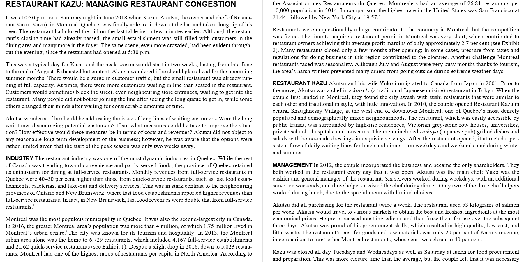 Case analysis and Operations 1. Develop a service