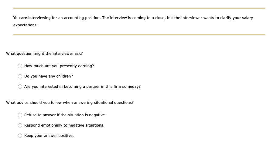 You are interviewing for an accounting position.
