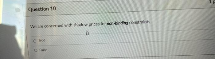 17 Question 10 We are concerned with shadow