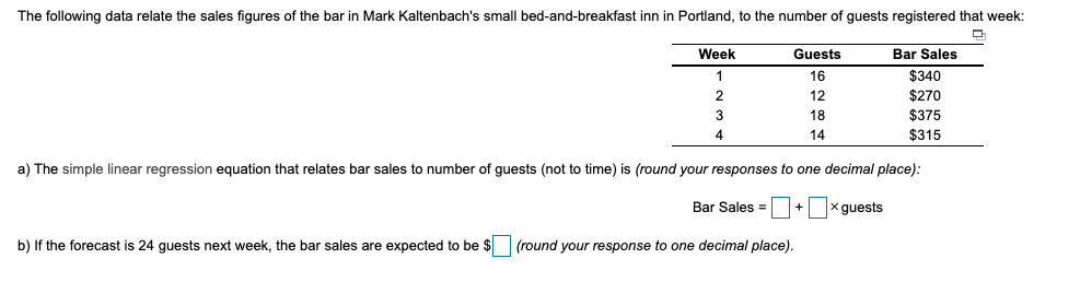 The following data relate the sales figures of