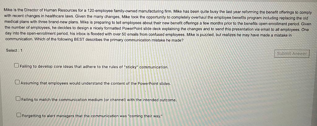 Mike is the Director of Human Resources for a