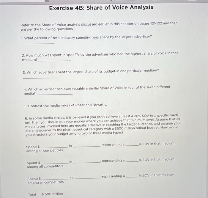 Exercise 4B: Share of Voice Analysis Refer to the