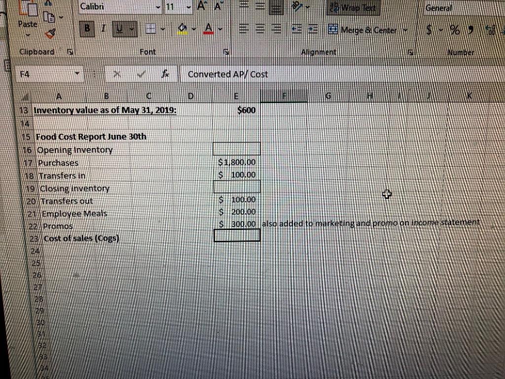 I need the empy spots filled in Calibri General