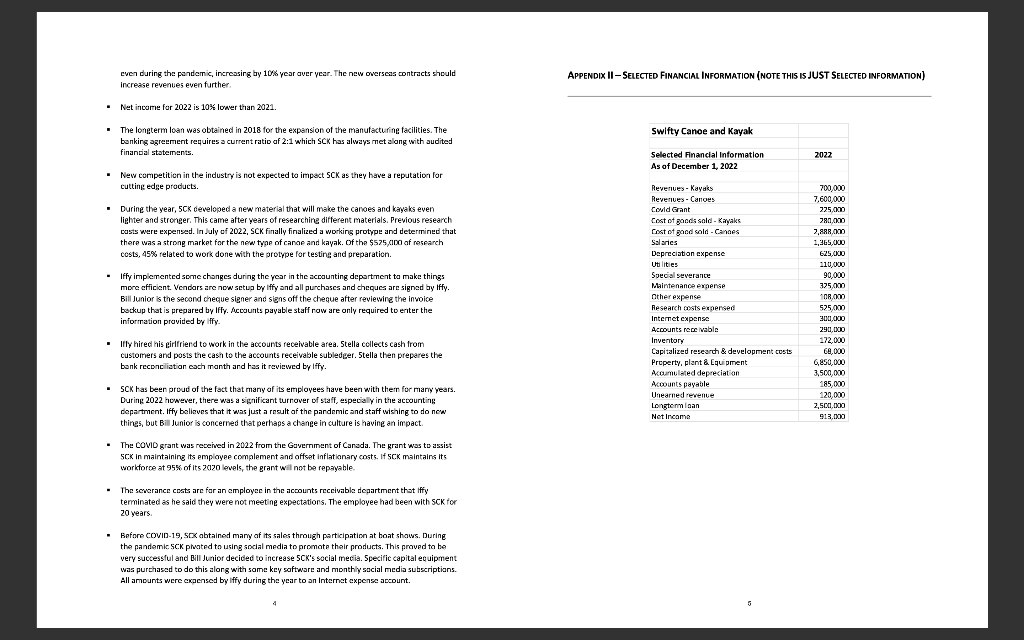 SWIFTY CANOE AND KAYAK APPENDIX 1 SCK INFORMATION