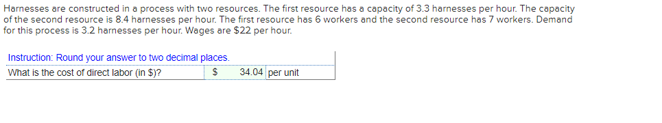 I NEED THE COST OF DIRECT LABOR !!!!!! Harnesses
