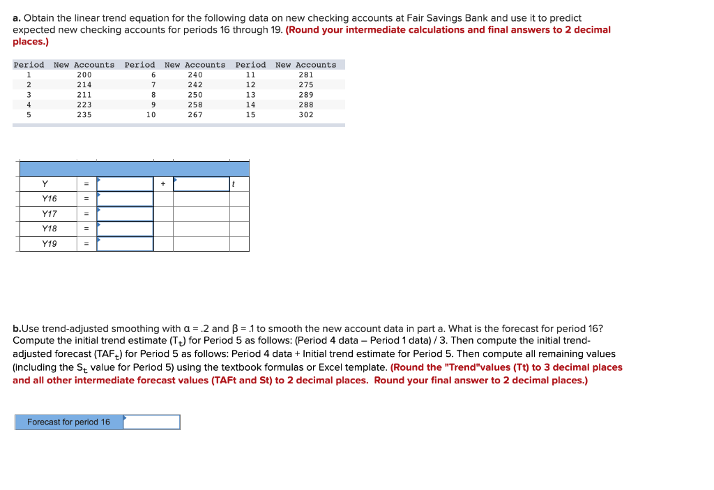 a. Obtain the linear trend equation for the