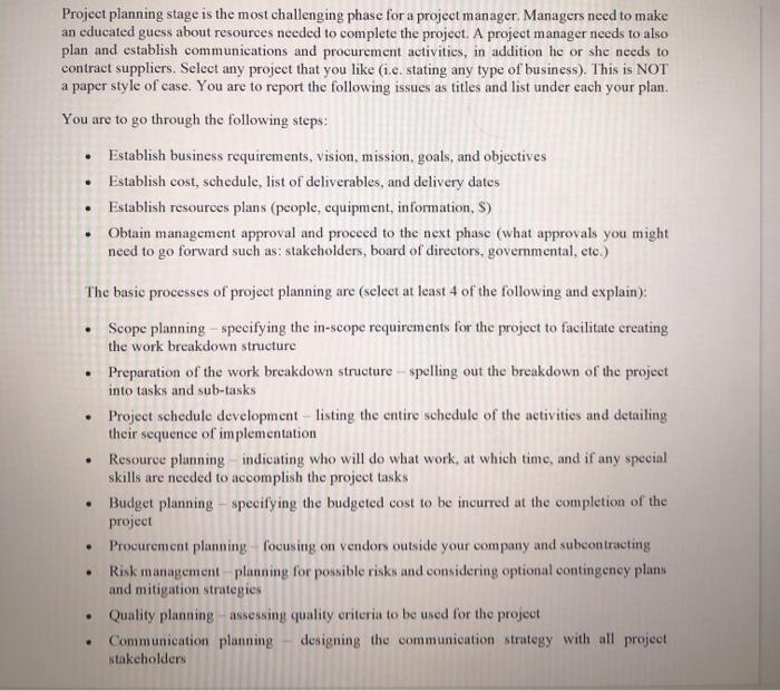 The business chosen is "Apple" Project planning