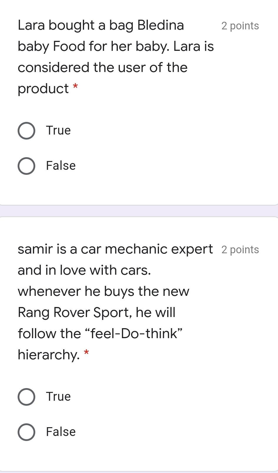 2 points Lara bought a bag Bledina baby Food for