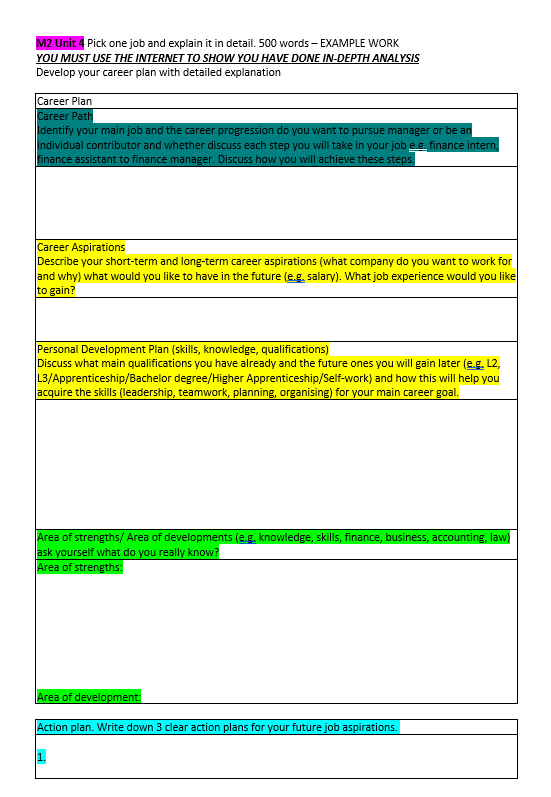 M2 Unit 4 Pick one job and explain it in detail.