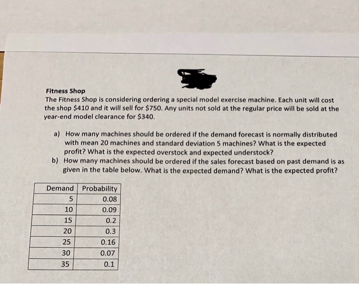 Fitness Shop The Fitness Shop is considering