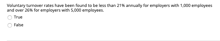Voluntary turnover rates have been found to be