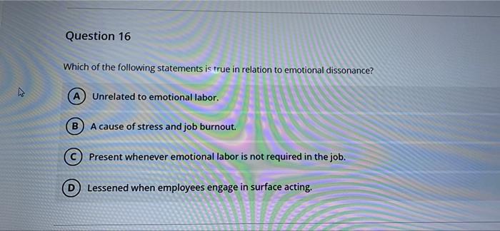 Question 16 Which of the following statements is