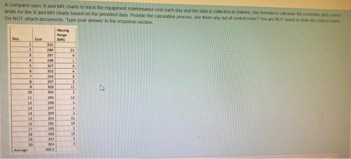 9 4 A company uses X and MR charts to track the