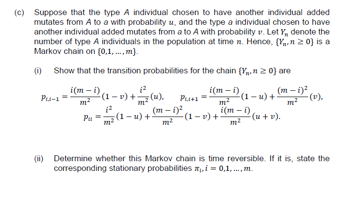 (c) Suppose that the type A individual chosen to