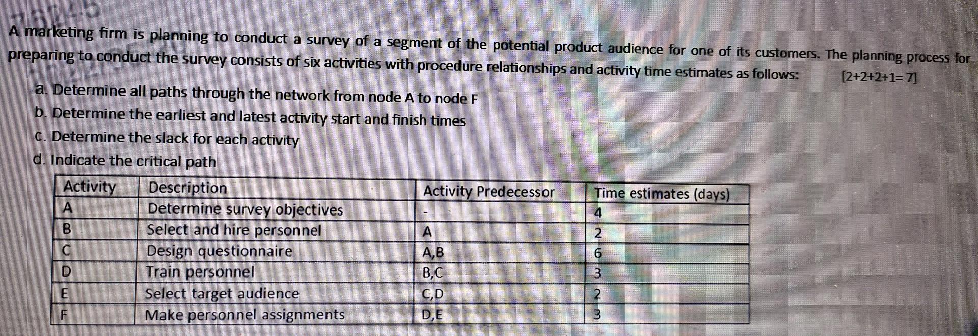 A marke A marketing firm is planning to conduct a