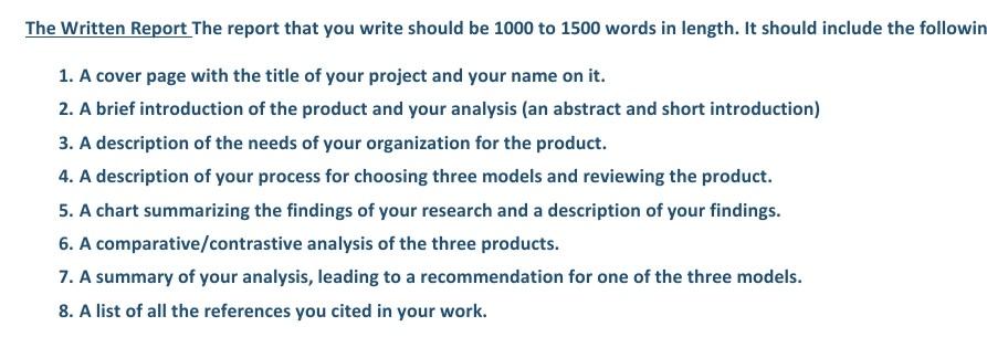 The Written Report The report that you write