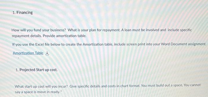 project about arabic resturant 1. Financing How