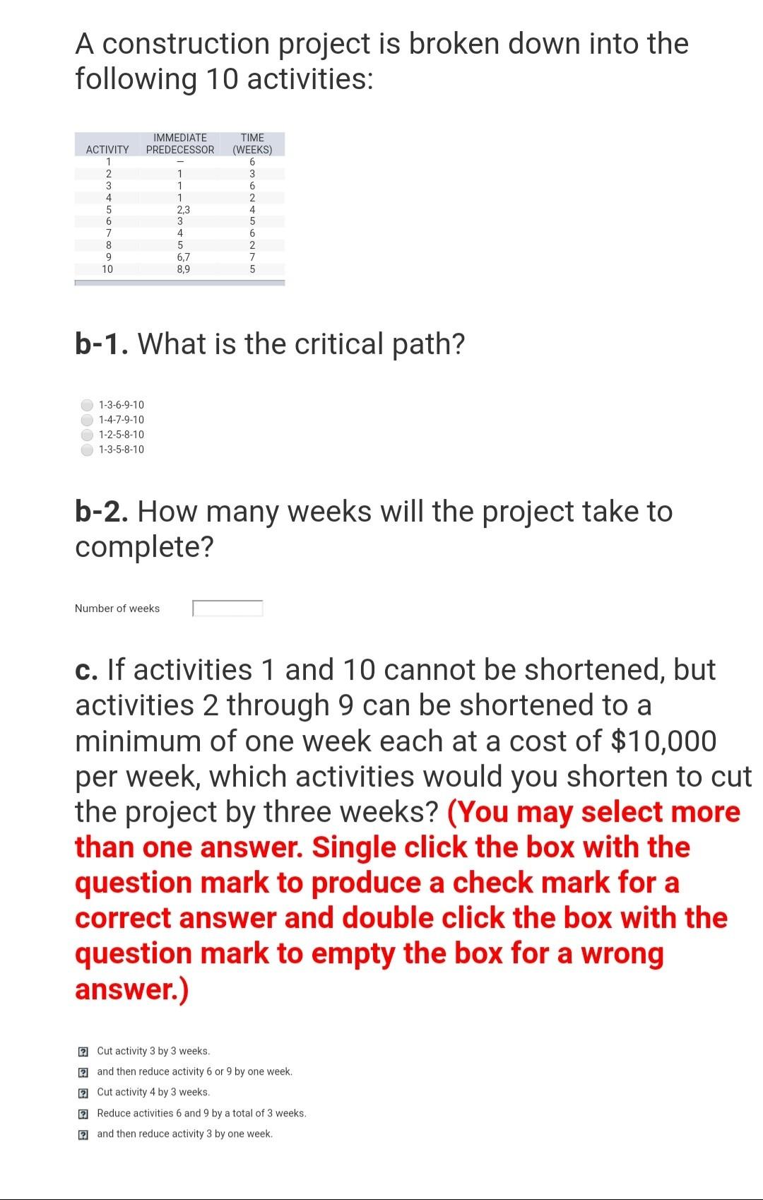 A construction project is broken down into the