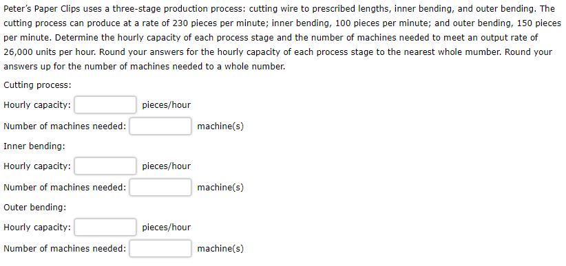 Peter's Paper Clips uses a three-stage production