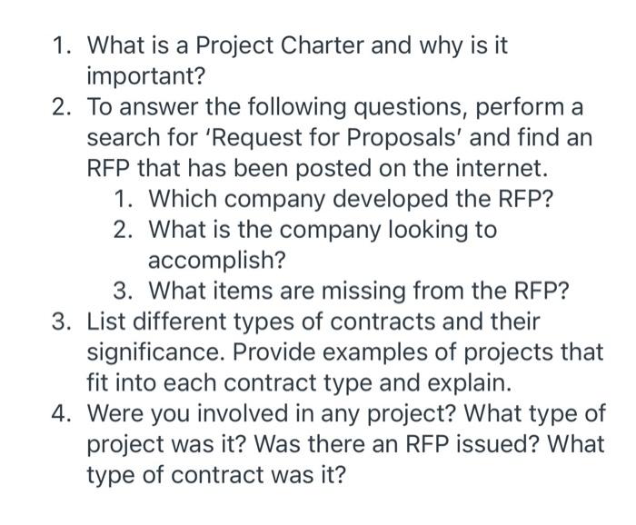 1. What is a Project Charter and why is it