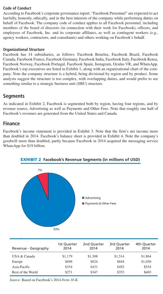Based on the case study ABOUT FACEBOOK .