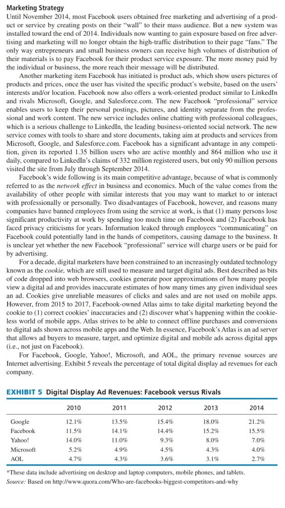 Based on the case study ABOUT FACEBOOK .