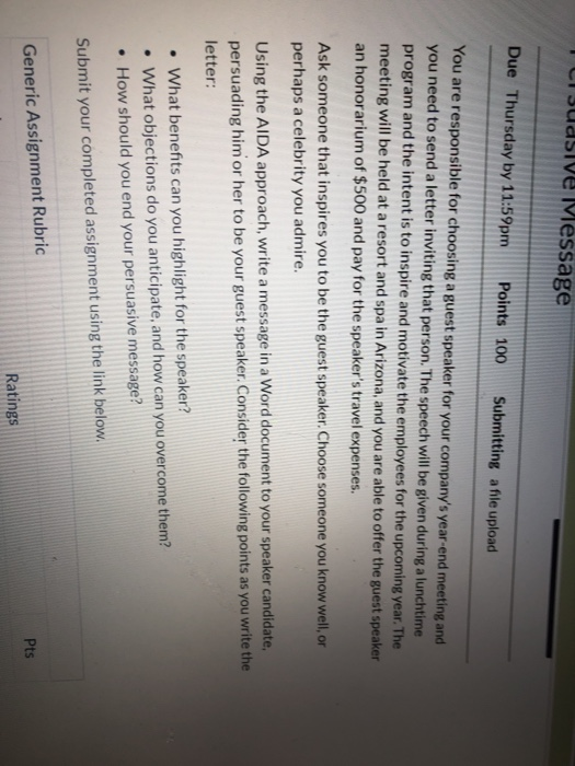 please type answer 1 suasive Message Due Thursday