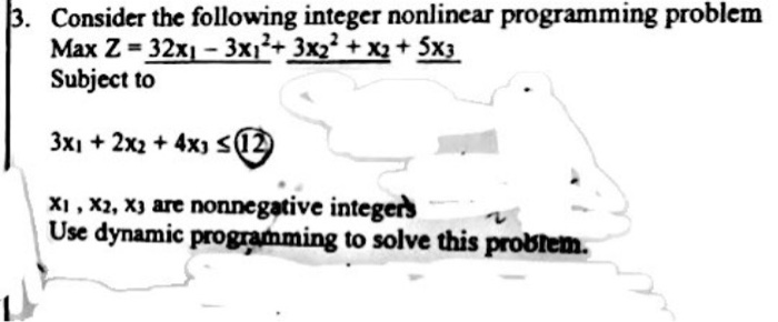 3. Consider the following integer nonlinear