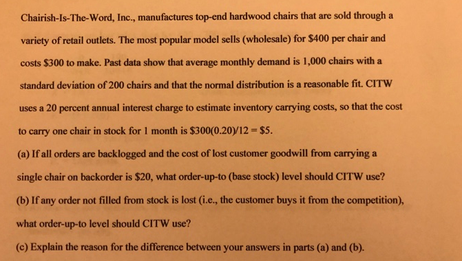 Urgent: Operation Research- Inventory Model