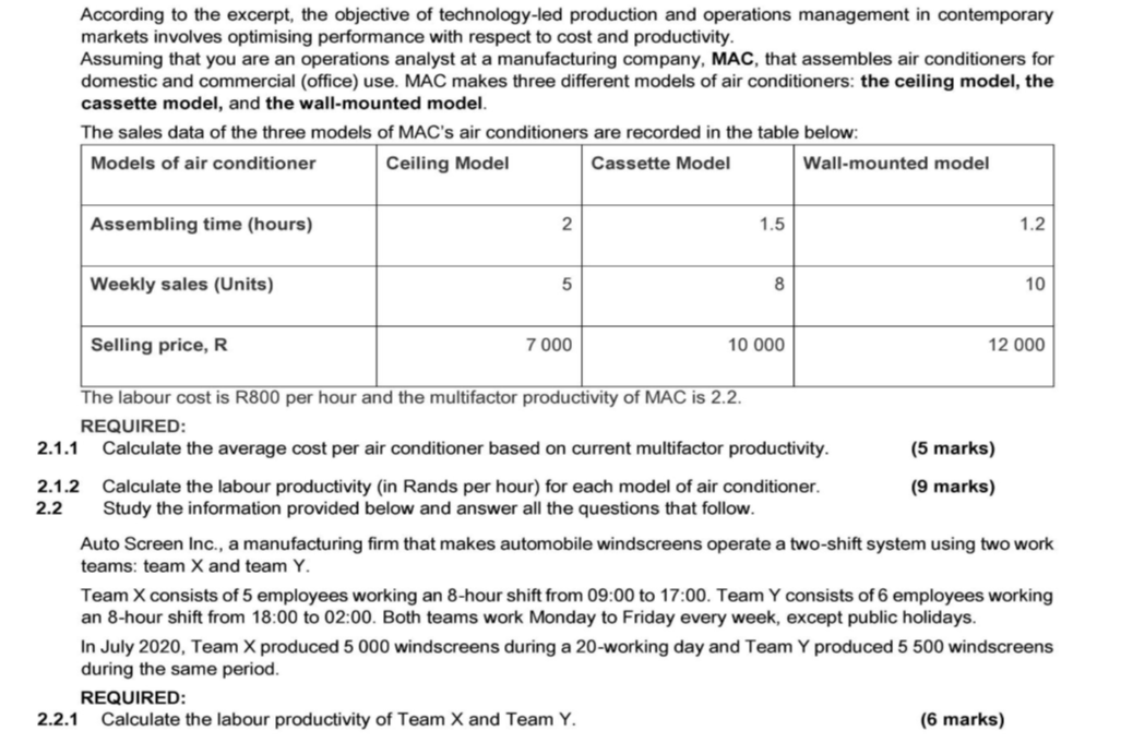 Question 2 2.1 Study the information provided