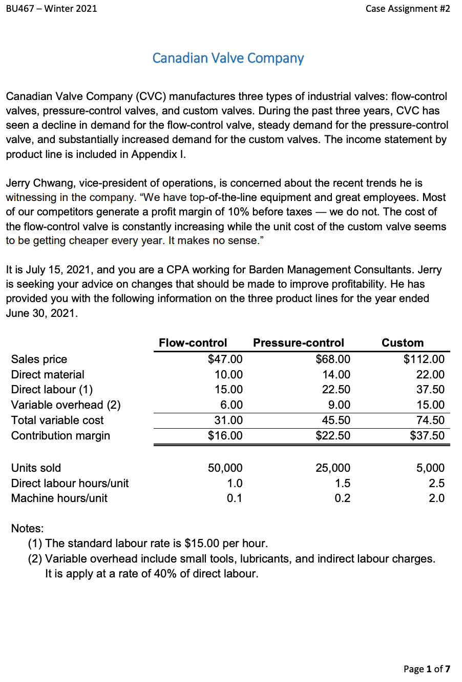 BU467 - Winter 2021 Case Assignment #2 Canadian