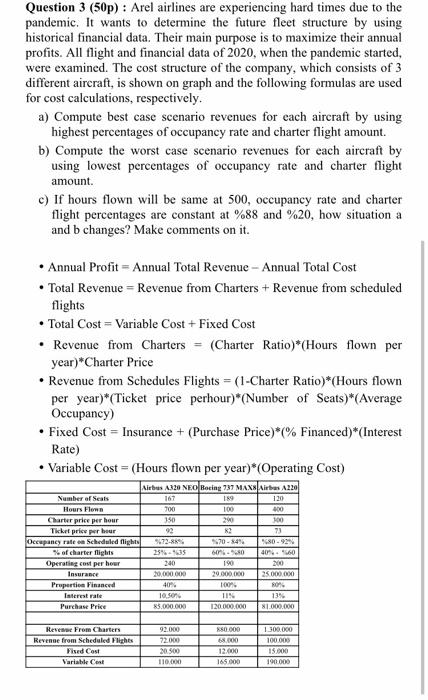 Question 3 (50p) : Arel airlines are experiencing
