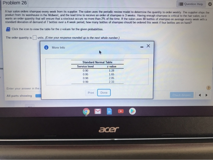 Problem 26 Question Help A hair salon orders