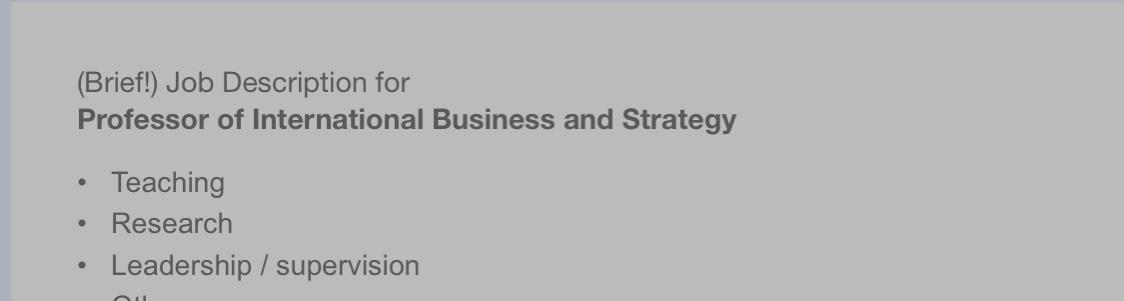 Do a job description brief for a professor of