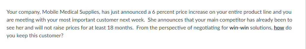 Your company, Mobile Medical Supplies, has just