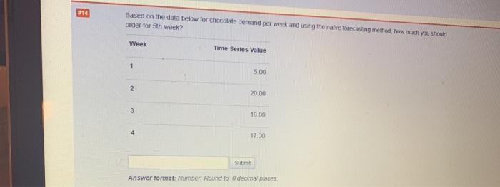 #10 Using the data below, what is the 3 period