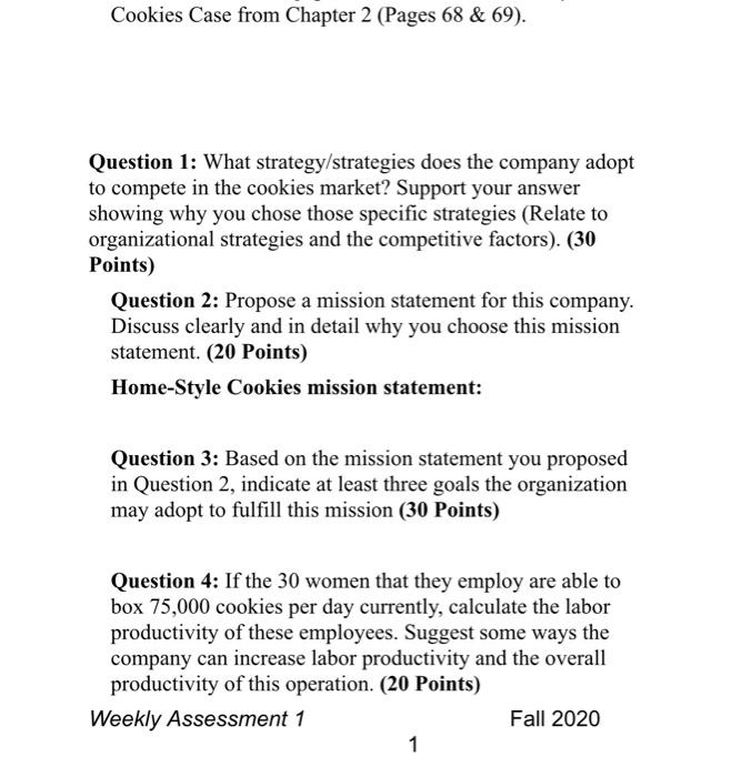 Cookies Case from Chapter 2 (Pages 68 & 69).