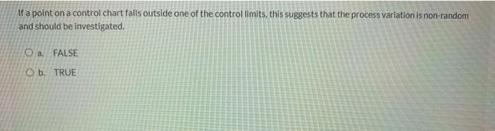 If a point on a control chart falls outside one