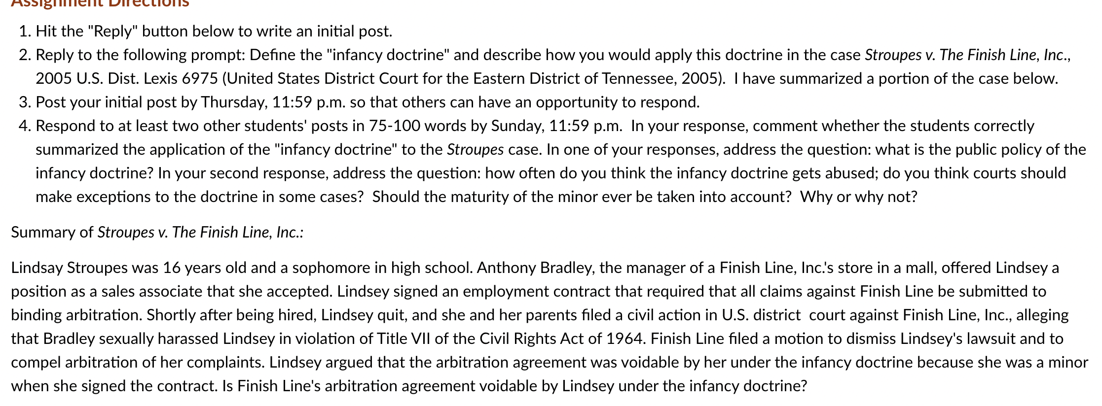 1. Hit the "Reply" button below to write an