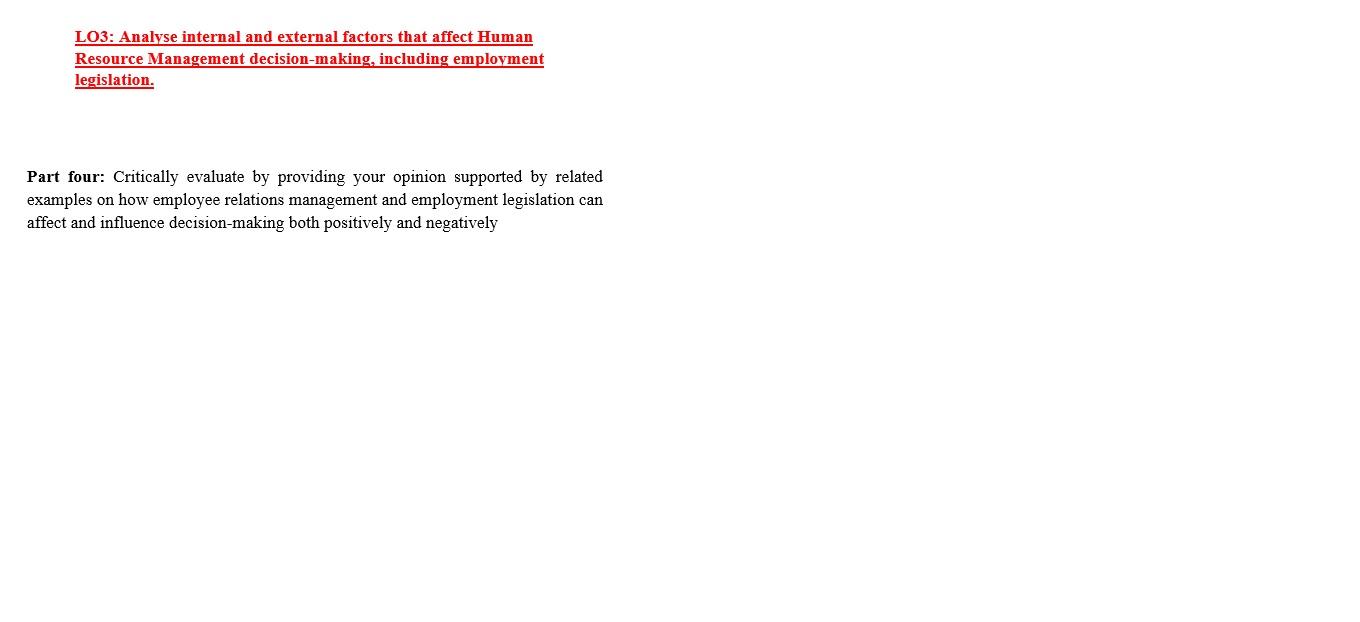 LO3: Analyse internal and external factors that