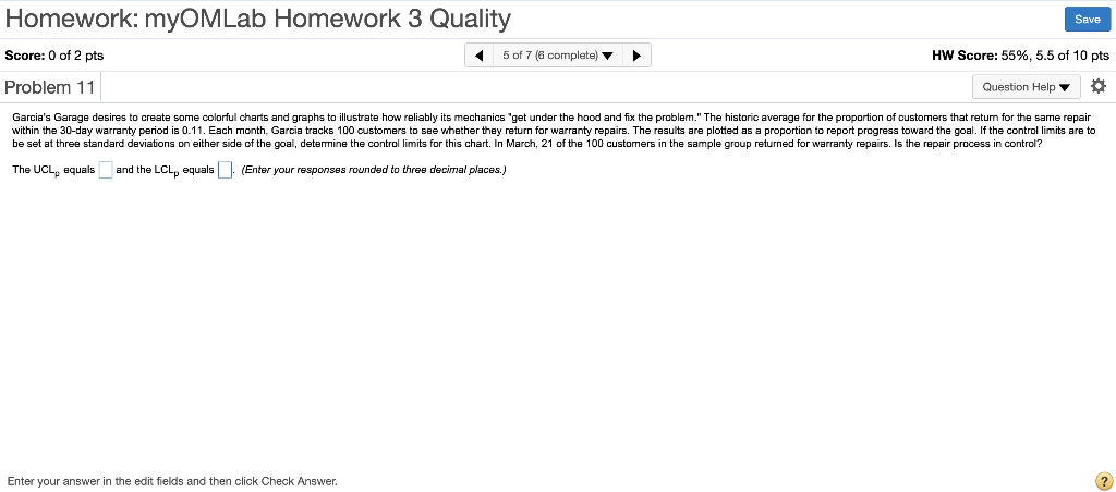 Please correct!!! Homework: myOMLab Homework 3