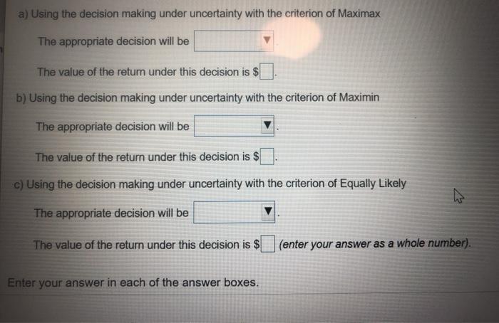 Given the following conditional value table: