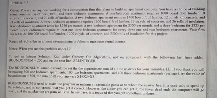 Problem: 5-5 Given: You are an engineer working