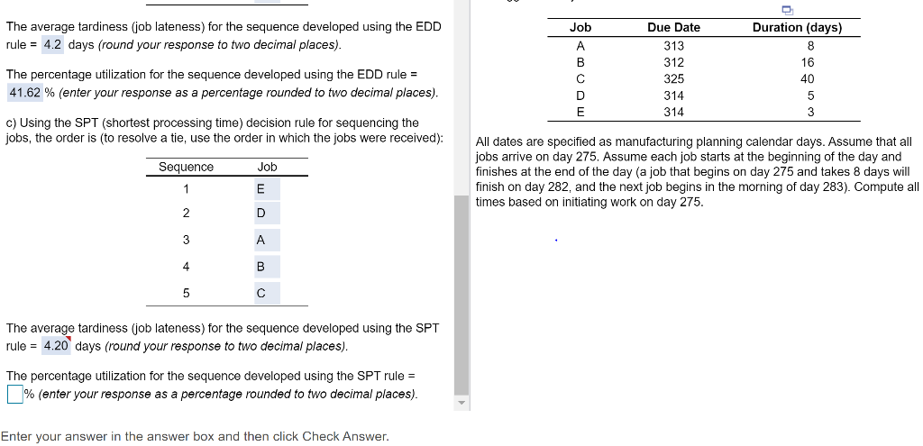 The average tardiness (job lateness) for the