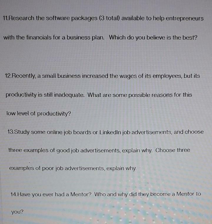 11. Research the software packages (3 total)
