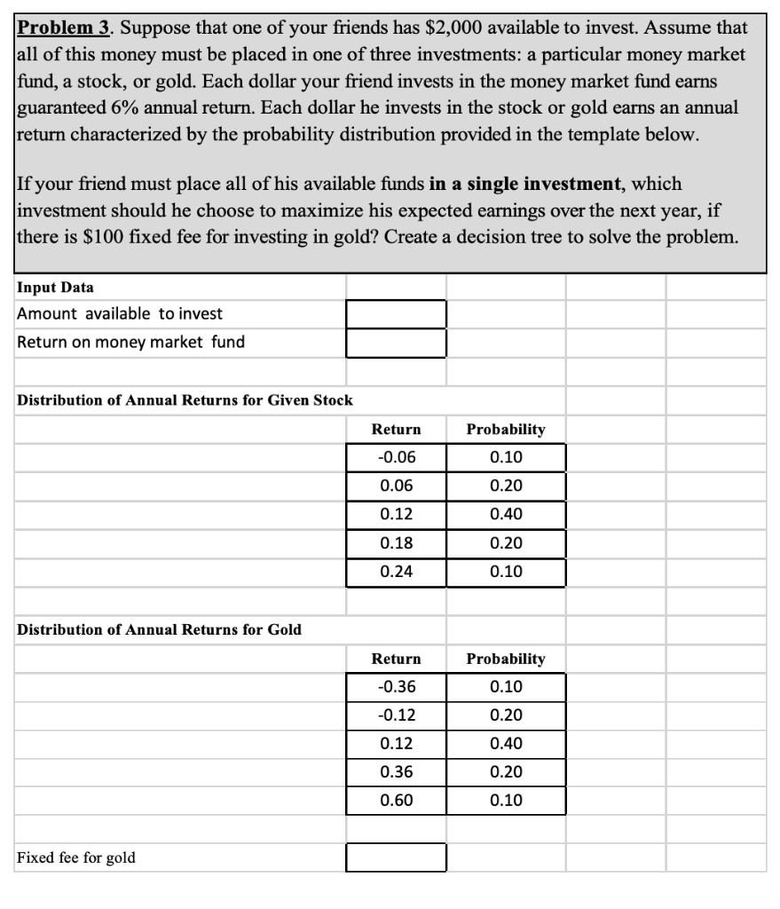 Please solve in Excel and show formulas, thank