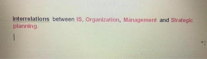 interrelations between IS, Organization,