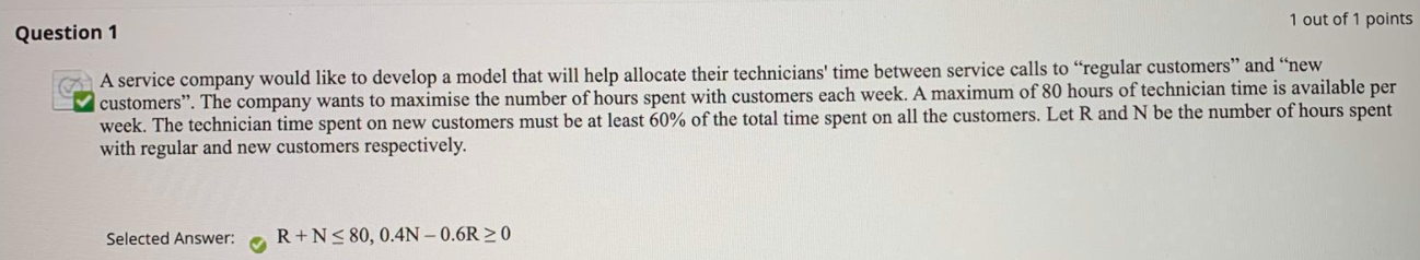 How do you get the linear equation? Question 1 1